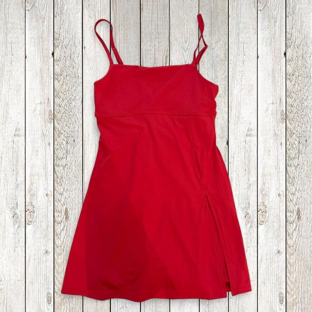 Red Built-In Shorts Athletic Tennis Dress Women's Medium Strappy Cutout Back